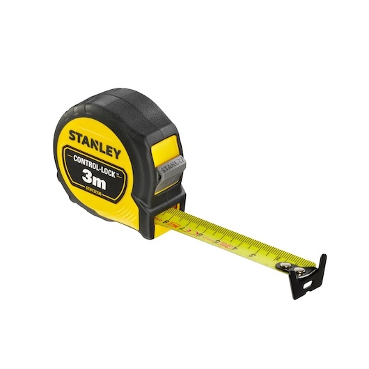 STANLEY Flessometro CONTROL-LOCK 3 m con nastro da 19 mm, leggero e compatto