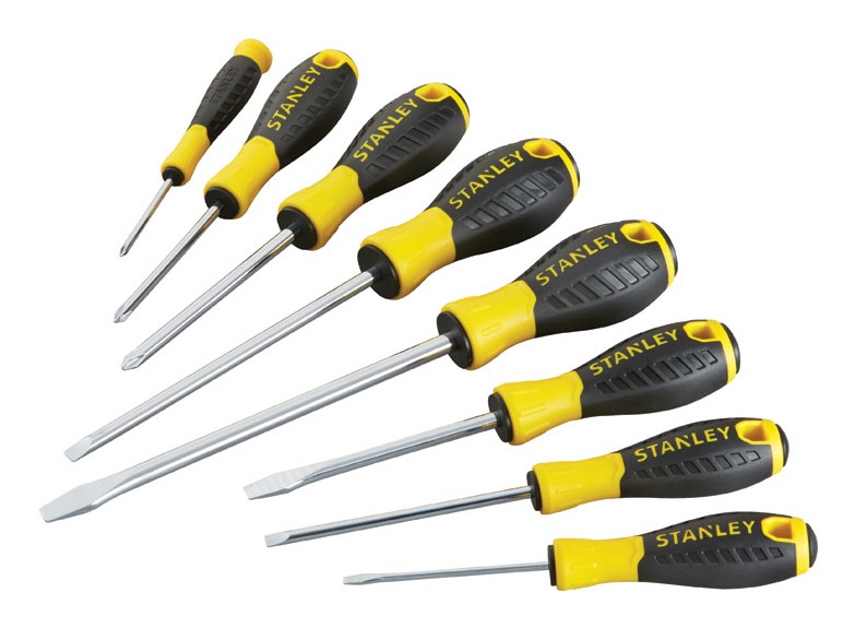 Stanley STHT0-60210 Set di Cacciaviti 8 Pz con Manico in TPR Impermeabile e Lama in Cromo Vanadio