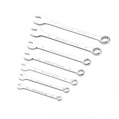 STANLEY FATMAX Set di 7 Chiavi Combinati Cromate - Misure: 8-10-12-13-14-17-19 mm con Supporto Appendibile