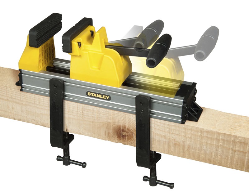 Stanley 0-83-179 Morsa da Banco con Binario - Apertura Ganasce 12 cm, Pressione di Serraggio 100 kg, Struttura in Metallo
