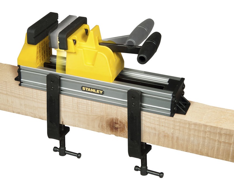 Stanley 0-83-179 Morsa da Banco con Binario - Apertura Ganasce 12 cm, Pressione di Serraggio 100 kg, Struttura in Metallo