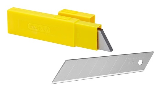Stanley 1-11-325 Lama a Spezzare 25 mm - Confezione da 20 Pezzi, Spessore 0,7 mm, Lunghezza 140 mm, 7 Elementi
