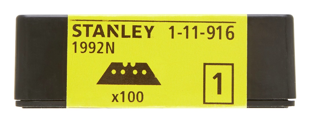Stanley 1-11-916 Lama A Trapezio Grande Con Fori, Set Di 100 Pz, Metallico, Spessore 0.60 mm