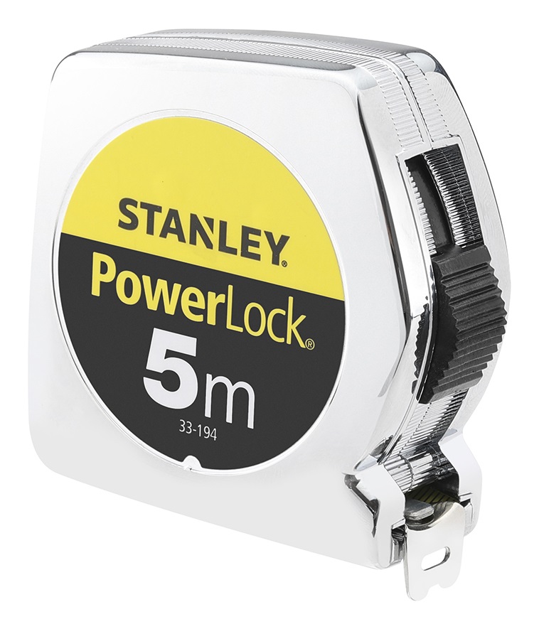STANLEY Flessometro Powerlock 1-33-191, 5 m x 19 mm, Acciaio al Carbonio Rivestito in Mylar, Cassa in Materiale Sintetico