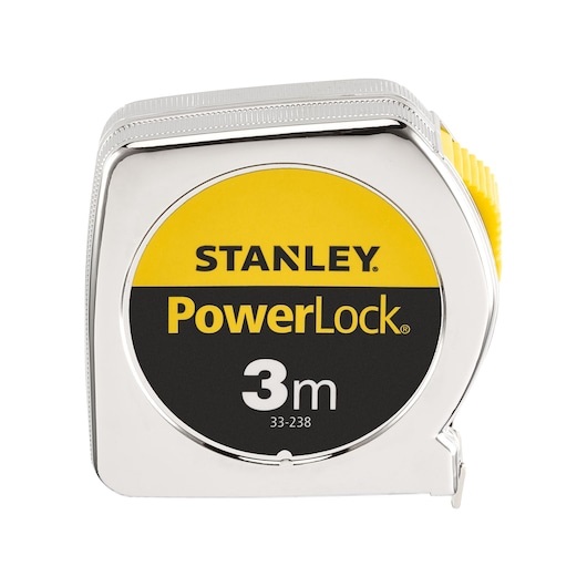 STANLEY Flessometro Powerlock 1-33-238, 3 m x 12,7 mm, Cassa in materiale sintetico, Nastro in acciaio al carbonio rivestito in Mylar