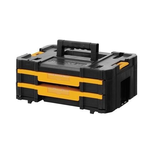 DEWALT DWST1-70706 Cassetta degli attrezzi TSTAK™ IV con 2 cassetti bassi e separatori regolabili, Capacità 8 litri, Max. Carico 30 kg, Plastica Nero e Giallo
