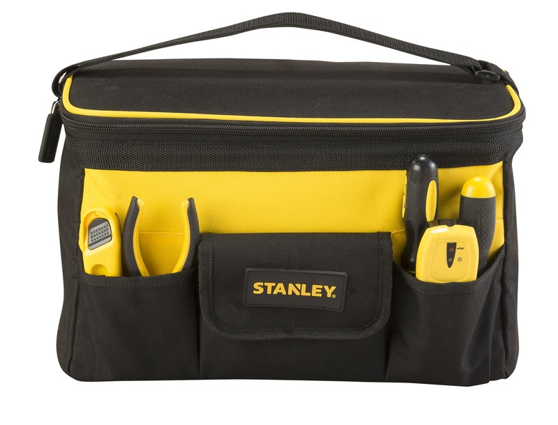 STANLEY STST1-73615 Bauletto Multiuso 14 in Poliestere con Base Rigida, Cerniere Extra Large, Multi Tasche e Tracolla Integrata