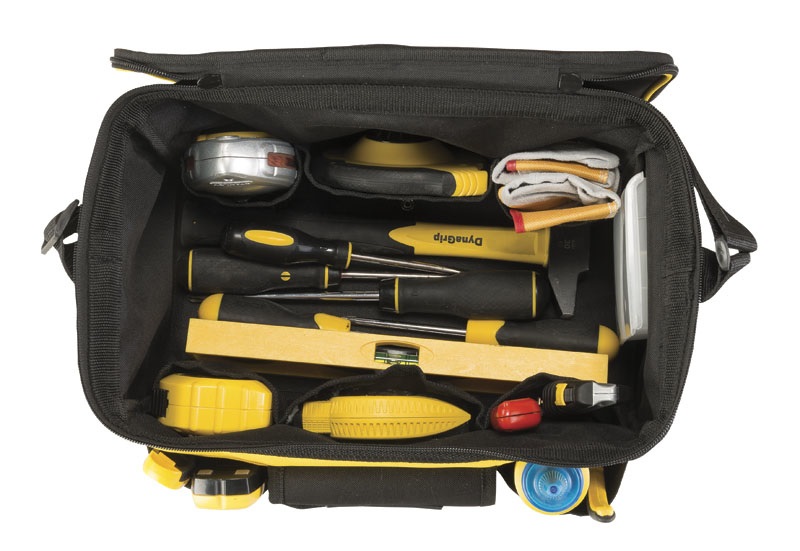 STANLEY STST1-73615 Bauletto Multiuso 14 in Poliestere con Base Rigida, Cerniere Extra Large, Multi Tasche e Tracolla Integrata