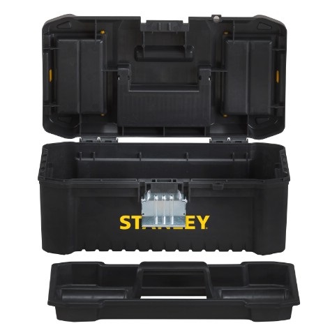STANLEY Cassetta Porta Utensili Essential 19 in Polipropilene Nero/Giallo con Organizer e Vaschetta Estraibile - STST1-75521