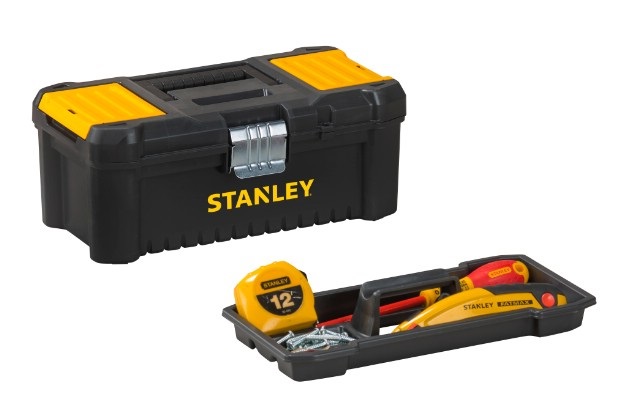 STANLEY Cassetta Porta Utensili Essential 19 in Polipropilene Nero/Giallo con Organizer e Vaschetta Estraibile - STST1-75521
