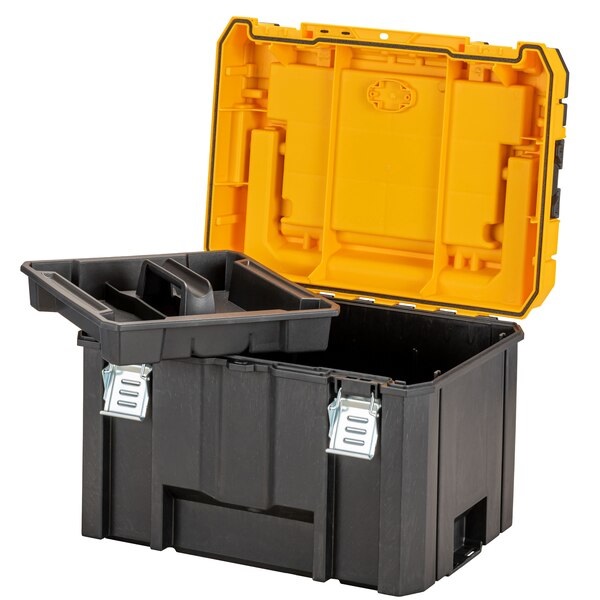 DEWALT DWST83343-1 Valigetta Portautensili Profonda in Policarbonato con Maniglione in Alluminio, Nero e Giallo, Vassoio Interno e Scomparto Superiore