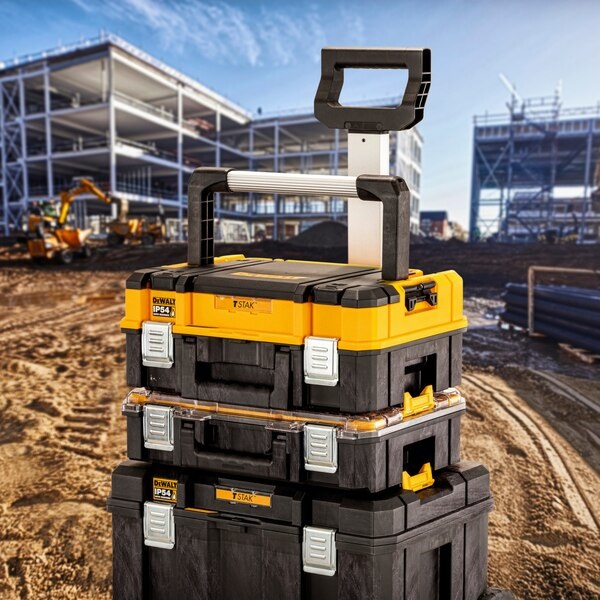 DeWalt DWST83344-1 Cassetta per Attrezzi Tstak I Nero/Giallo con Inserto in Schiuma Regolabile, Capacità 27 L