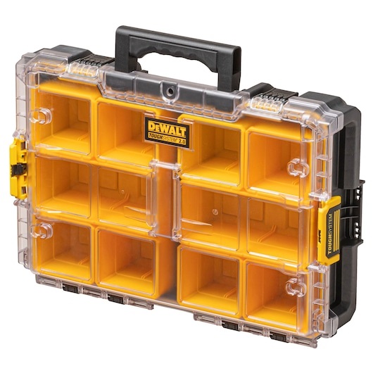 DeWALT DWST83394-1 TOUGHSYSTEM 2.0 ORGANISER con coperchio trasparente, 10 contenitori porta minuterie, maniglia bi-componente, chiusure intuitive