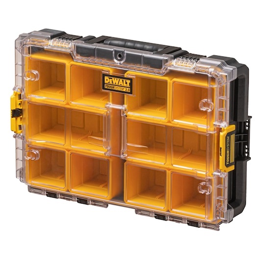 DeWALT DWST83394-1 TOUGHSYSTEM 2.0 ORGANISER con coperchio trasparente, 10 contenitori porta minuterie, maniglia bi-componente, chiusure intuitive