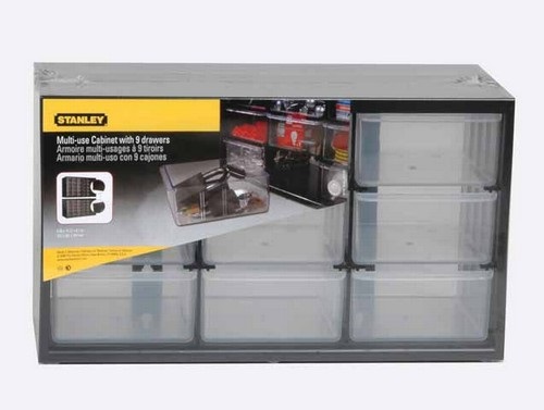 Stanley Cassettiera 1-93-978 con 9 Cassetti Grandi Trasparenti in Polipropilene - Dimensioni Totali 36,5x15,5x21,3 cm
