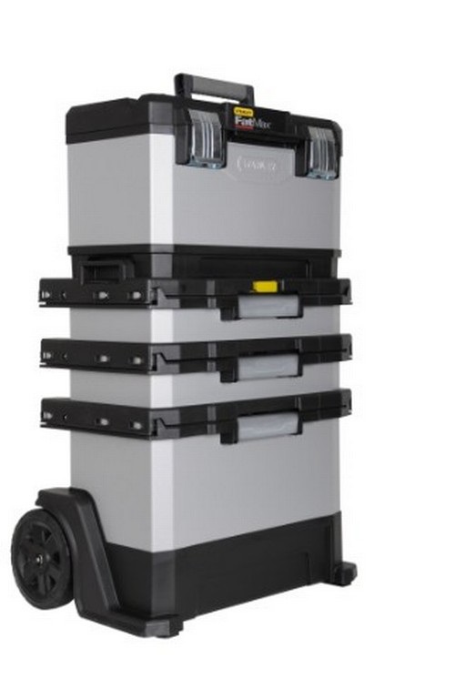 Stanley Fatmax 1-95-622 Carrello Porta Utensili in Metallo e Polipropilene, Nero e Grigio, con Cassetta Superiore e Due Cassetti