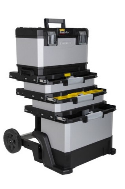 Stanley Fatmax 1-95-622 Carrello Porta Utensili in Metallo e Polipropilene, Nero e Grigio, con Cassetta Superiore e Due Cassetti