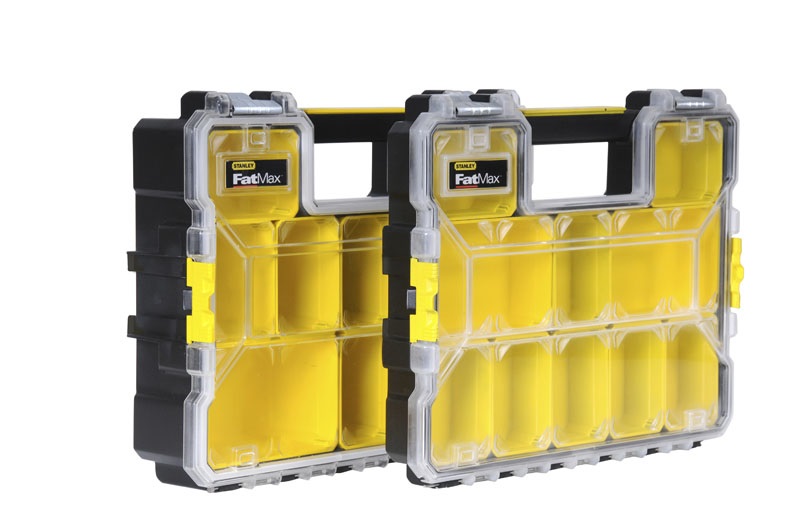 Stanley 1-97-518 Cassetta degli attrezzi Organizer Pro FatMax® - Plastica, Nero, Trasparente, Giallo, Cerniere in Metallo, Guarnizione Anti Umidità
