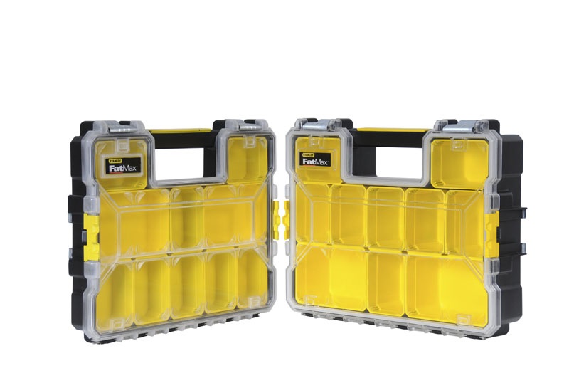 Stanley 1-97-518 Cassetta degli attrezzi Organizer Pro FatMax® - Plastica, Nero, Trasparente, Giallo, Cerniere in Metallo, Guarnizione Anti Umidità