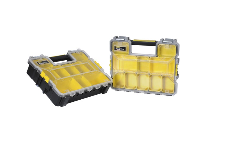 Stanley 1-97-518 Cassetta degli attrezzi Organizer Pro FatMax® - Plastica, Nero, Trasparente, Giallo, Cerniere in Metallo, Guarnizione Anti Umidità