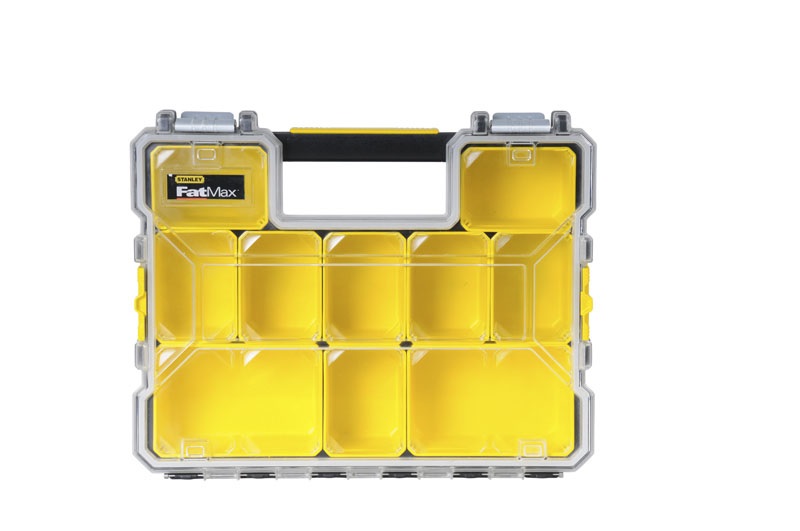 Stanley 1-97-518 Cassetta degli attrezzi Organizer Pro FatMax® - Plastica, Nero, Trasparente, Giallo, Cerniere in Metallo, Guarnizione Anti Umidità