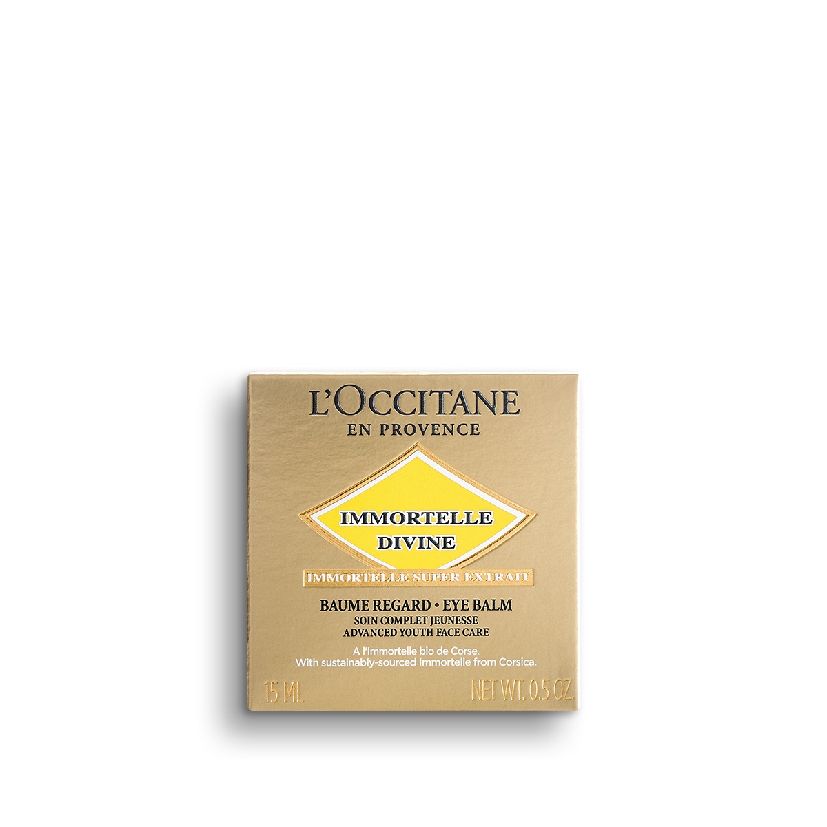 L'Occitane Balsamo Occhi Divine Immortelle 15ml - Antirughe, Rassodante, Idratante, con 4 estratti di Immortelle e Burro di Karité