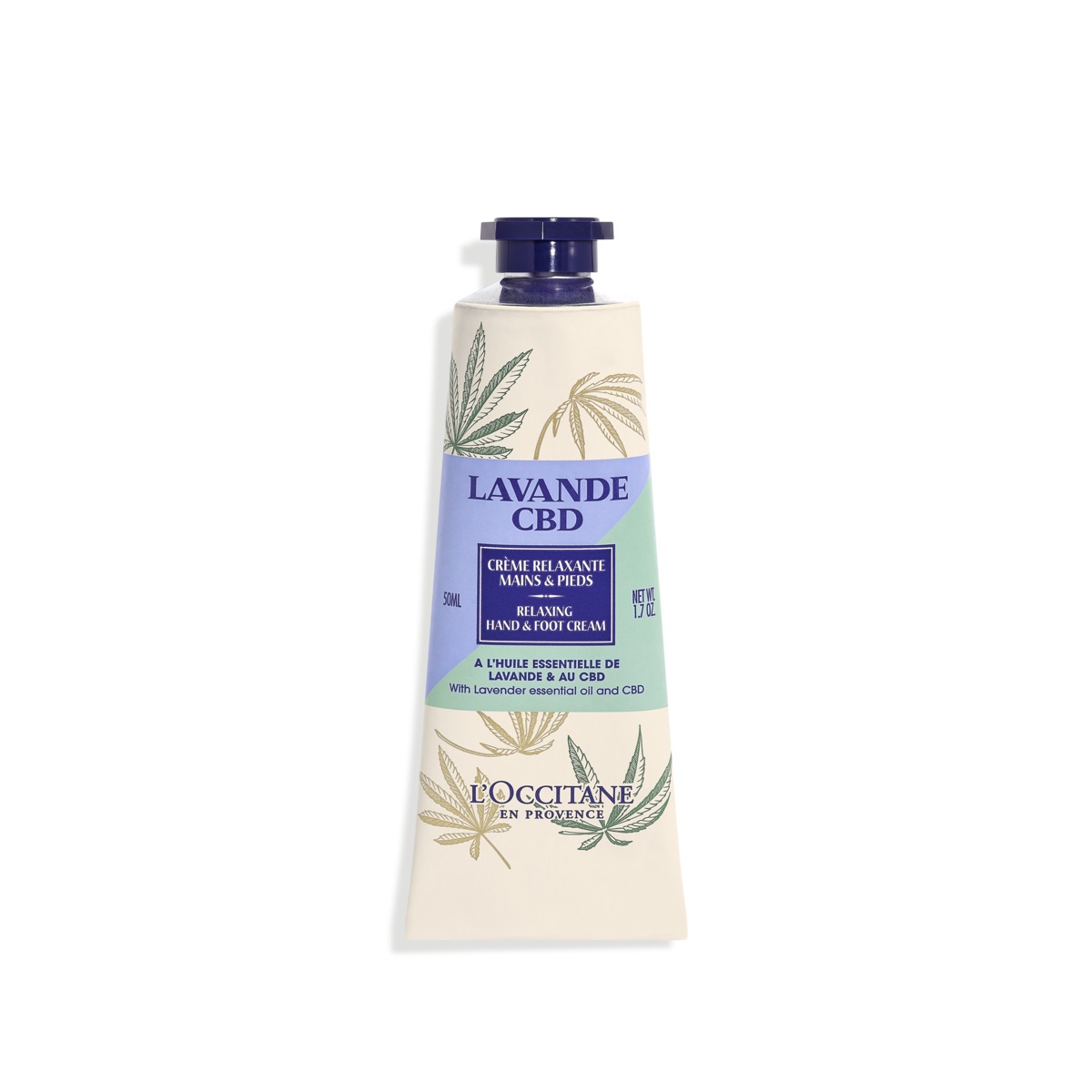 L'Occitane Crema Mani e Piedi Lavanda CBD 50ml - Idratante, Nutriente e Rilassante con Olio Essenziale di Lavanda e Burro di Karité