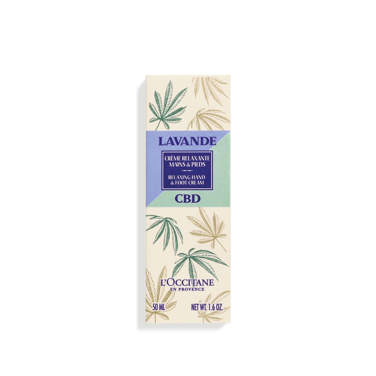 L'Occitane Crema Mani e Piedi Lavanda CBD 50ml - Idratante, Nutriente e Rilassante con Olio Essenziale di Lavanda e Burro di Karité