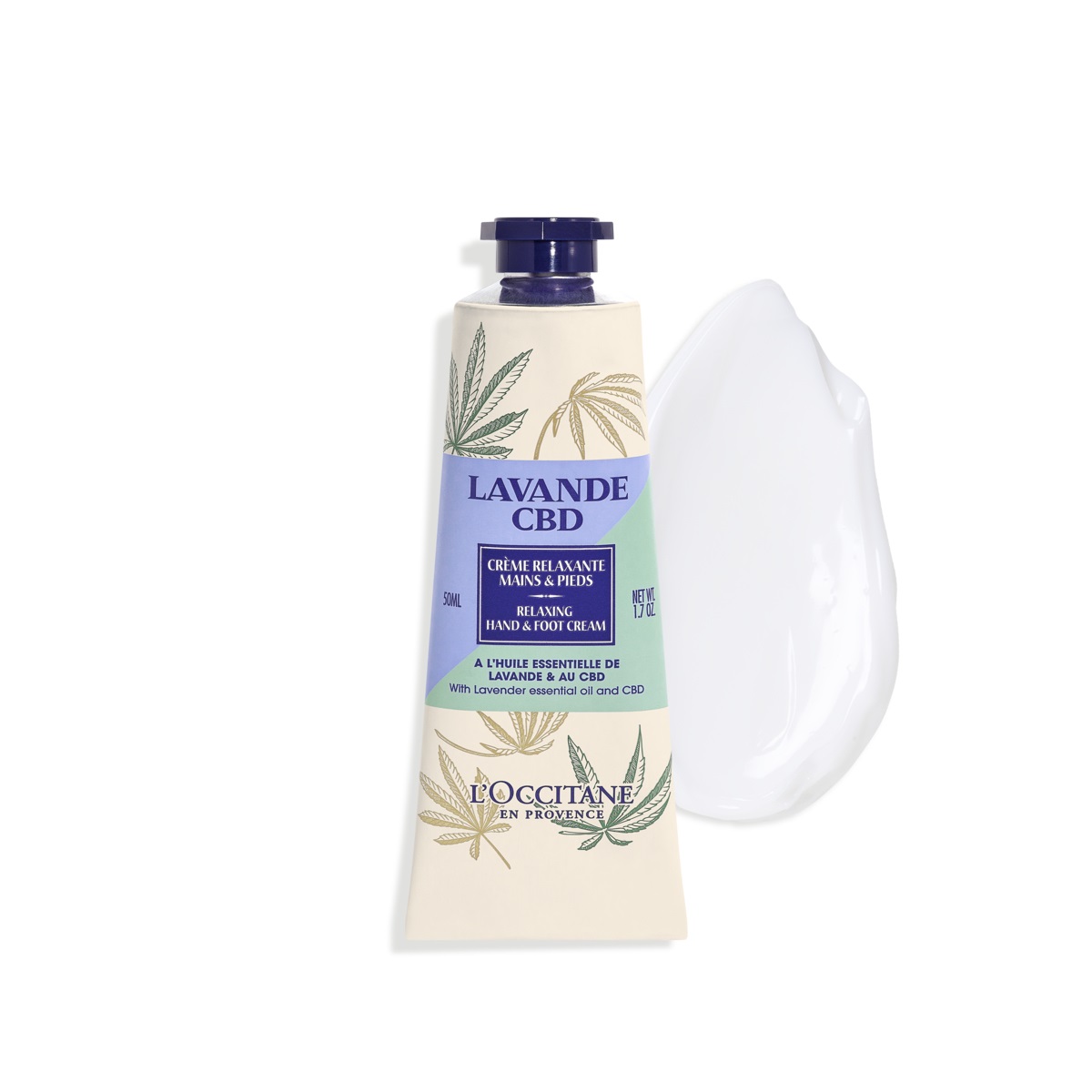 L'Occitane Crema Mani e Piedi Lavanda CBD 50ml - Idratante, Nutriente e Rilassante con Olio Essenziale di Lavanda e Burro di Karité