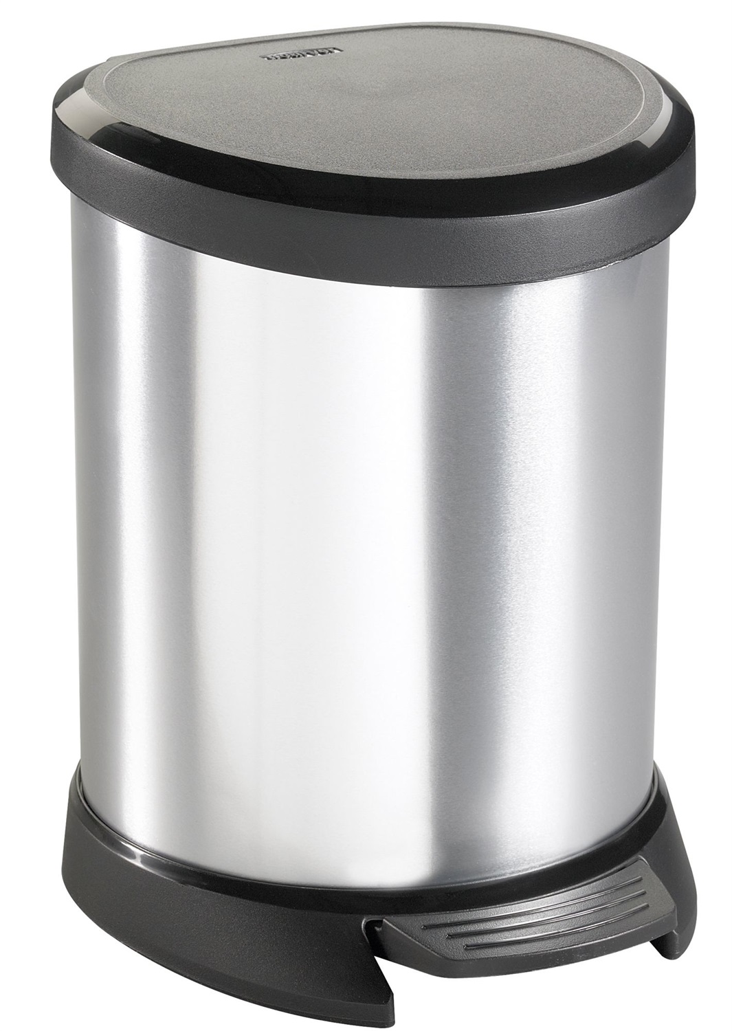 Curver Pattumiera a Pedale Deco Bin 5L - Design Slanciato, Finitura Metallizzata, Semicircolare