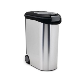 Curver Contenitore per Crocchette Metallic - Capacità 20 kg, Chiusura Ermetica e Ruote per Facile Trasporto