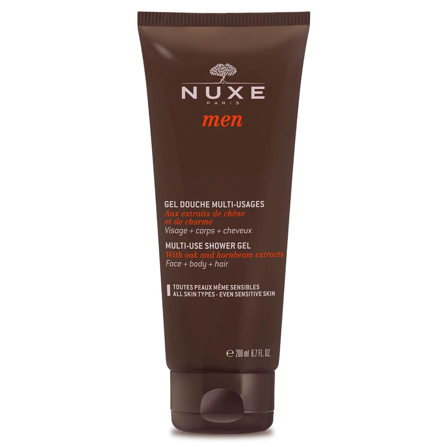 NUXE Men Gel Doccia Multiuso 200 ml - Viso, Corpo e Capelli con Estratti di Quercia e Carpino, Base Vegetale e pH Fisiologico
