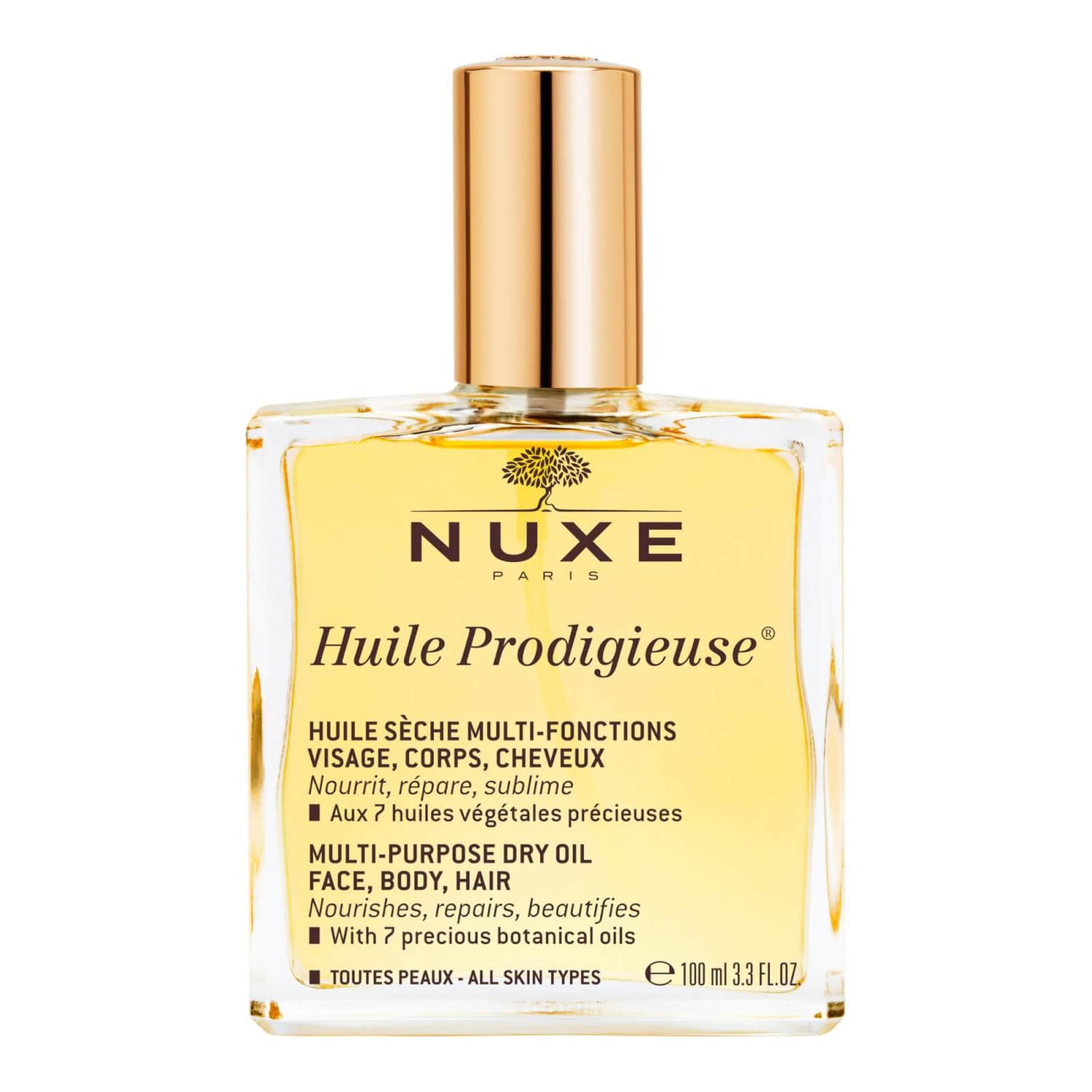 Nuxe Huile Prodigieuse® Olio Secco Multifunzionale 100 ml - Nutrimento e Idratazione per Viso, Corpo e Capelli con Olio di Tsubaki
