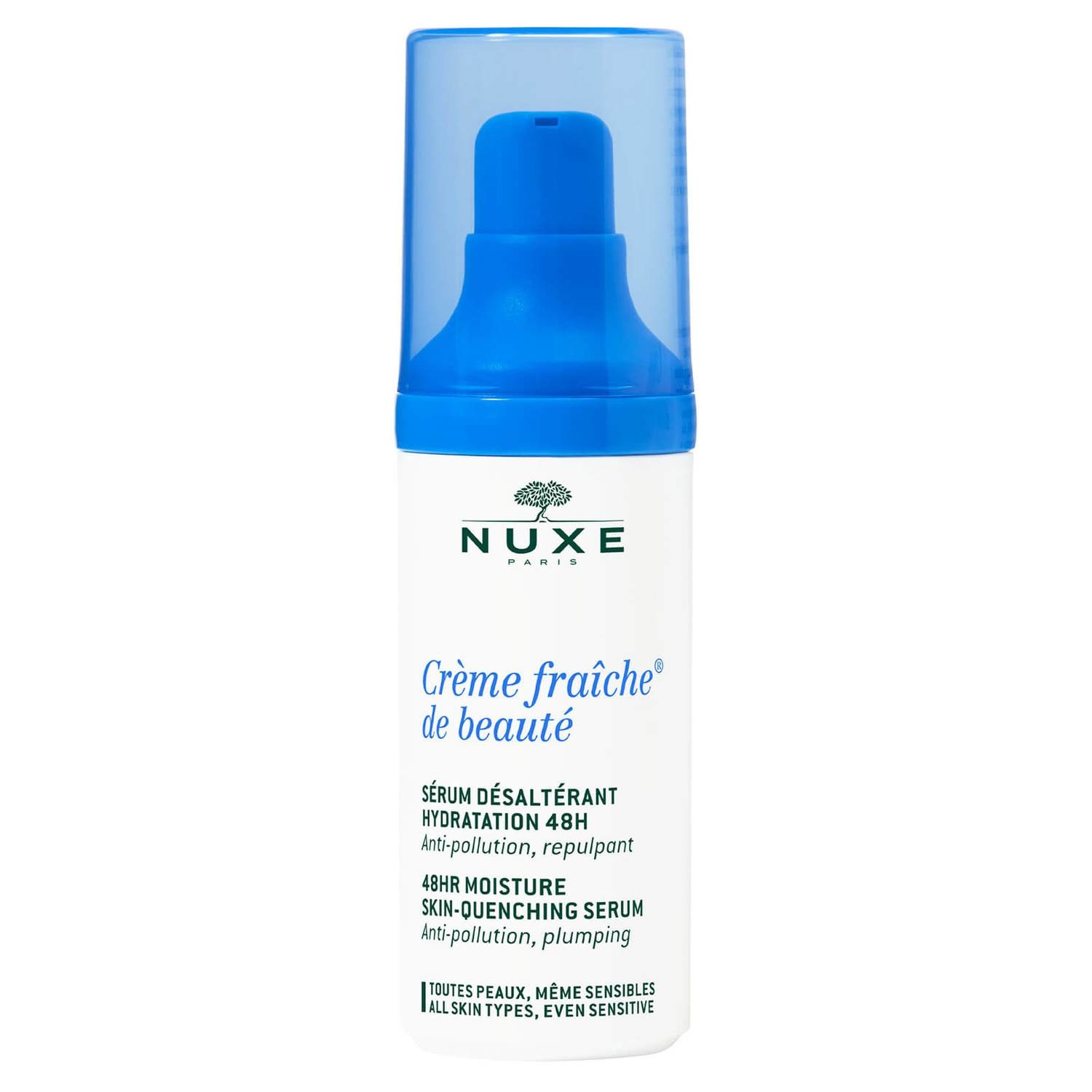 Nuxe Crème Fraîche de Beauté Siero Idratante Viso 30 ml - 48H Idratazione, Latti Vegetali, Acido Ialuronico, Estratto di Alghe Rosse