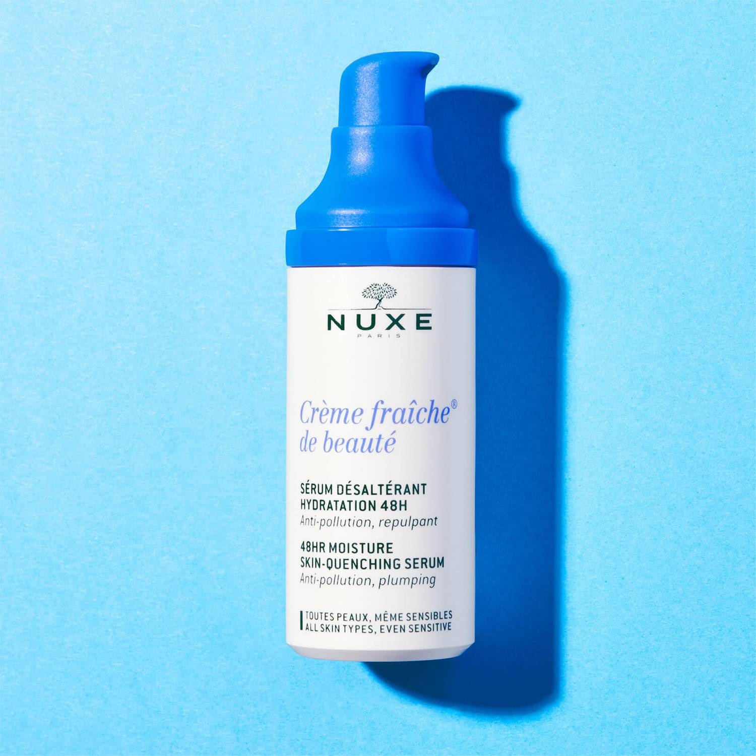 Nuxe Crème Fraîche de Beauté Siero Idratante Viso 30 ml - 48H Idratazione, Latti Vegetali, Acido Ialuronico, Estratto di Alghe Rosse