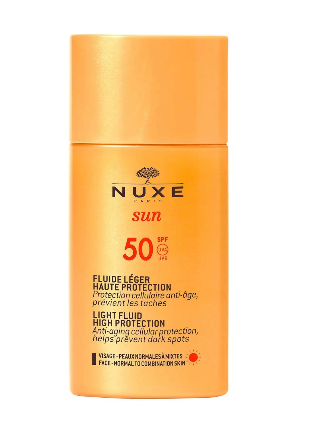 NUXE Sun Fluido Leggero Alta Protezione SPF50 50 ml - Protezione solare viso idratante e anti-età