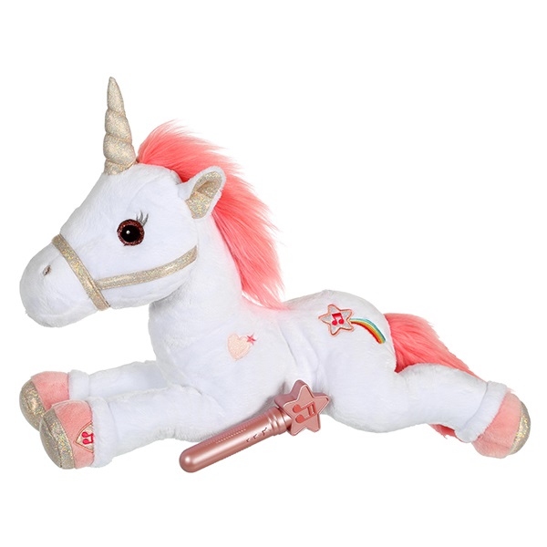 Gipsy Peluche Unicorno Bianco 056072 Animato con Criniera Rosa e Dettagli Luccicanti