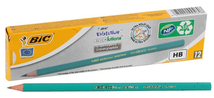 BIC Ecolutions Evolution 650 Matite in Resina HB - Conf. 12 Pezzi - 57% Materiale Riciclato, Certificazione NF Environment