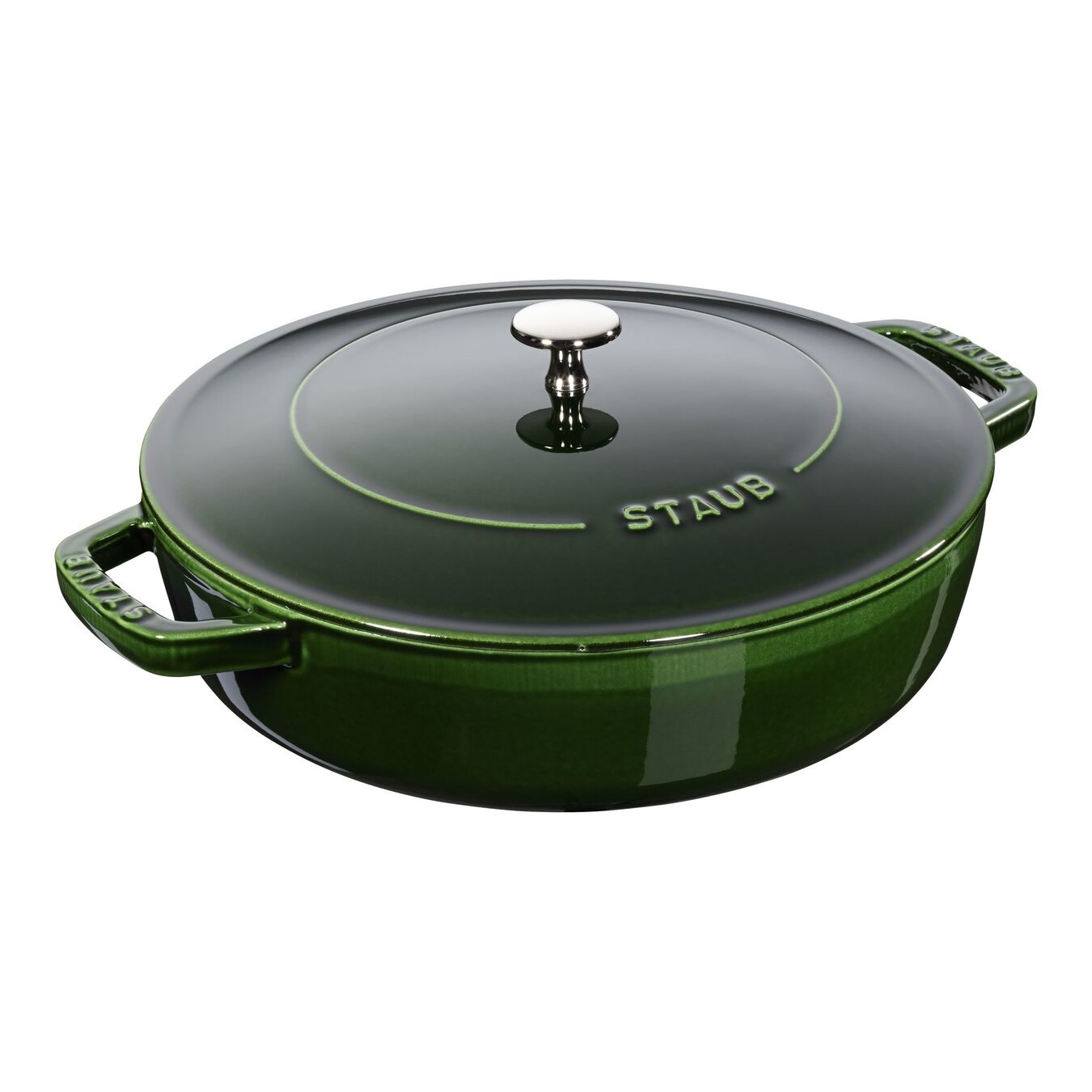 Staub Braisers Tegame Chistera 28 cm - Cocotte Multifunzionale in Basilico con Coperchio Chistera Drop Structure