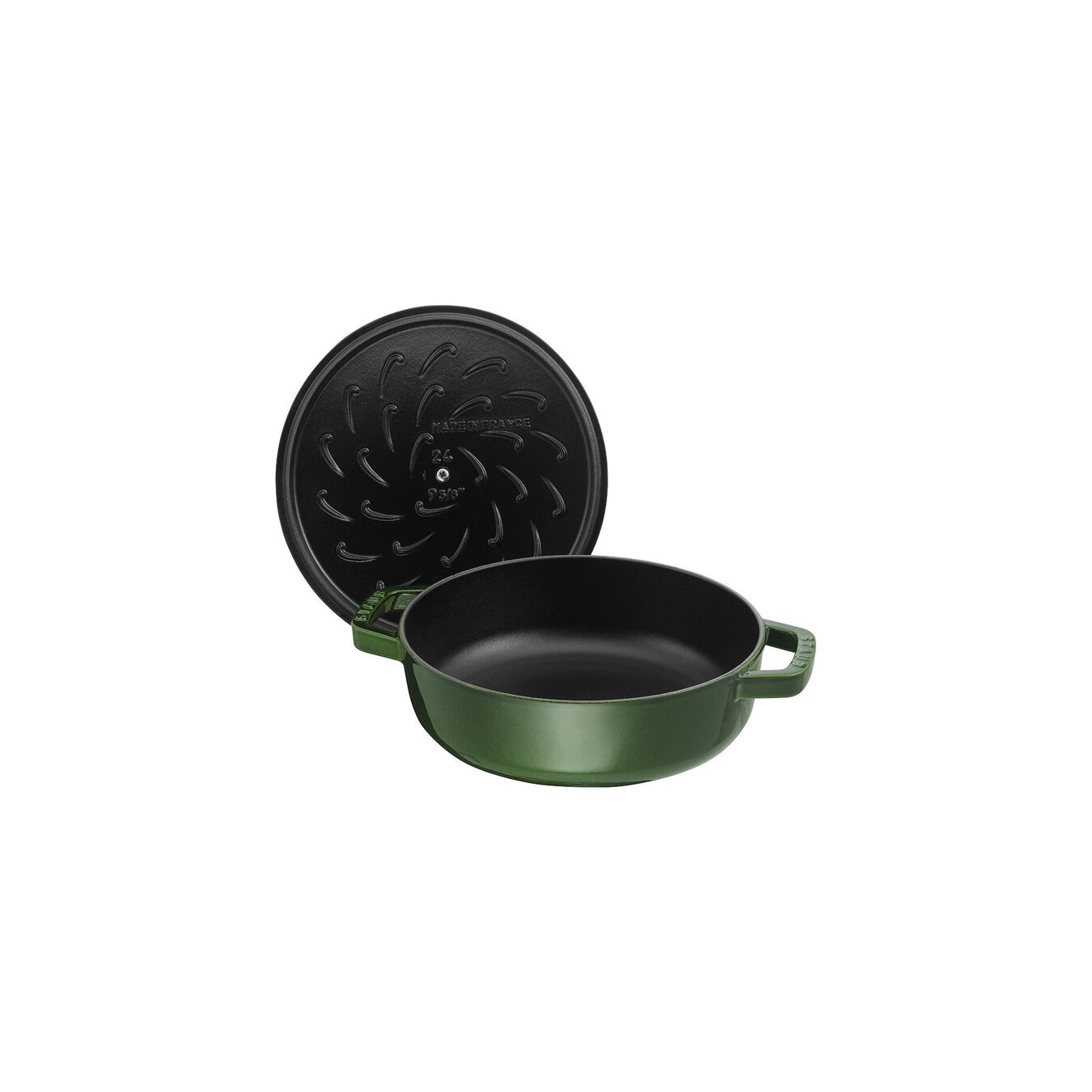 Staub Braisers Tegame Chistera 28 cm - Cocotte Multifunzionale in Basilico con Coperchio Chistera Drop Structure