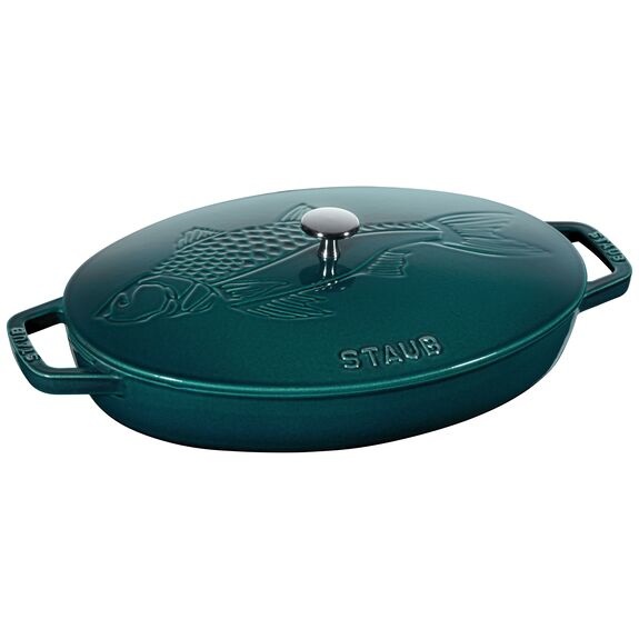 Staub Teglia da Forno Ovale in Ghisa Smaltata 33 cm - Capacità 2,8 L - Colore Verde o Marino