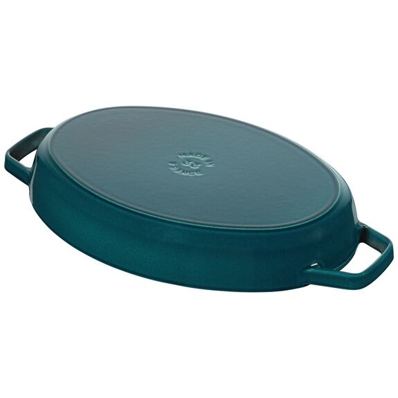 Staub Teglia da Forno Ovale in Ghisa Smaltata 33 cm - Capacità 2,8 L - Colore Verde o Marino