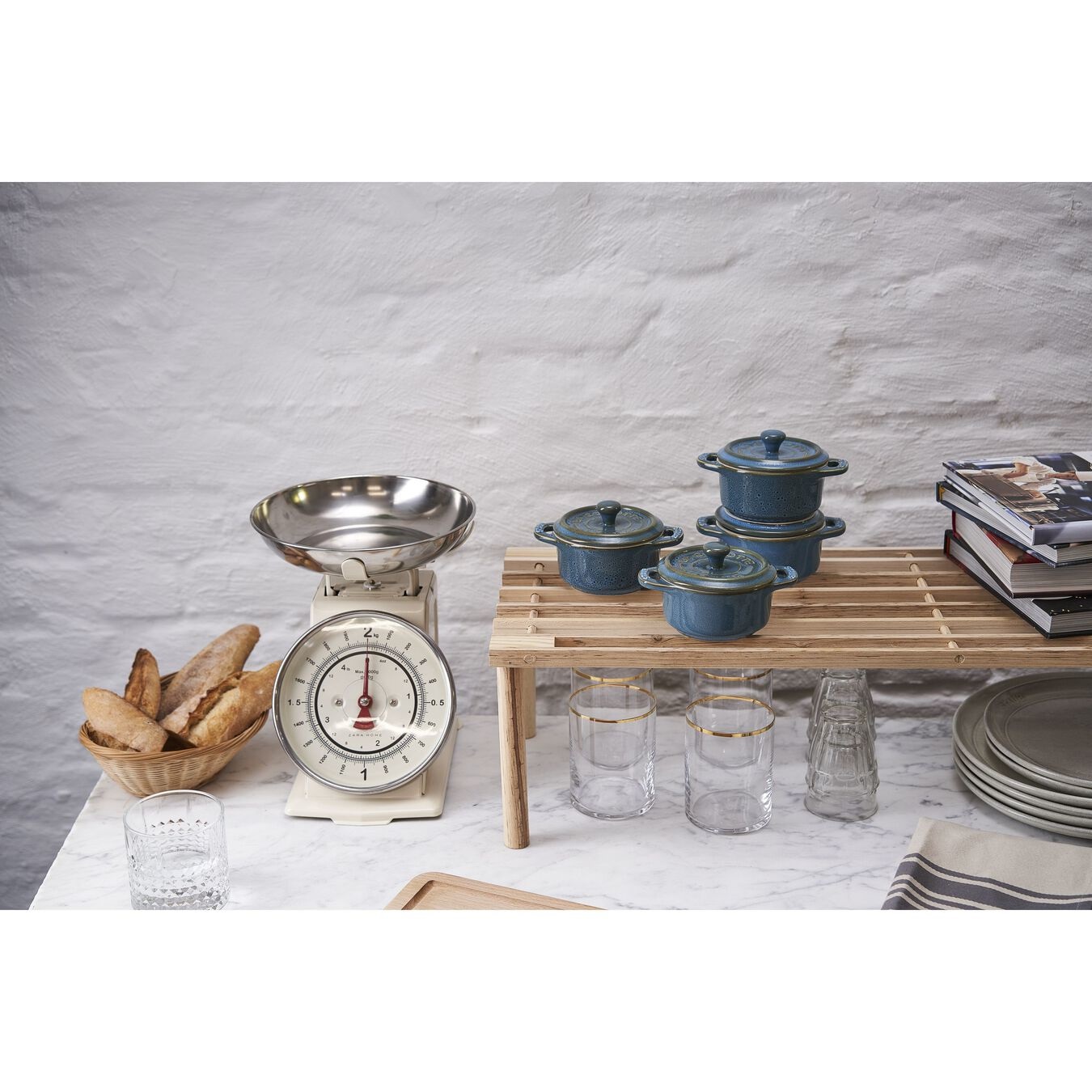 Staub Mini Cocotte Ceramica Set da 4 - 0,2 L Rotondo in Turchese Antico