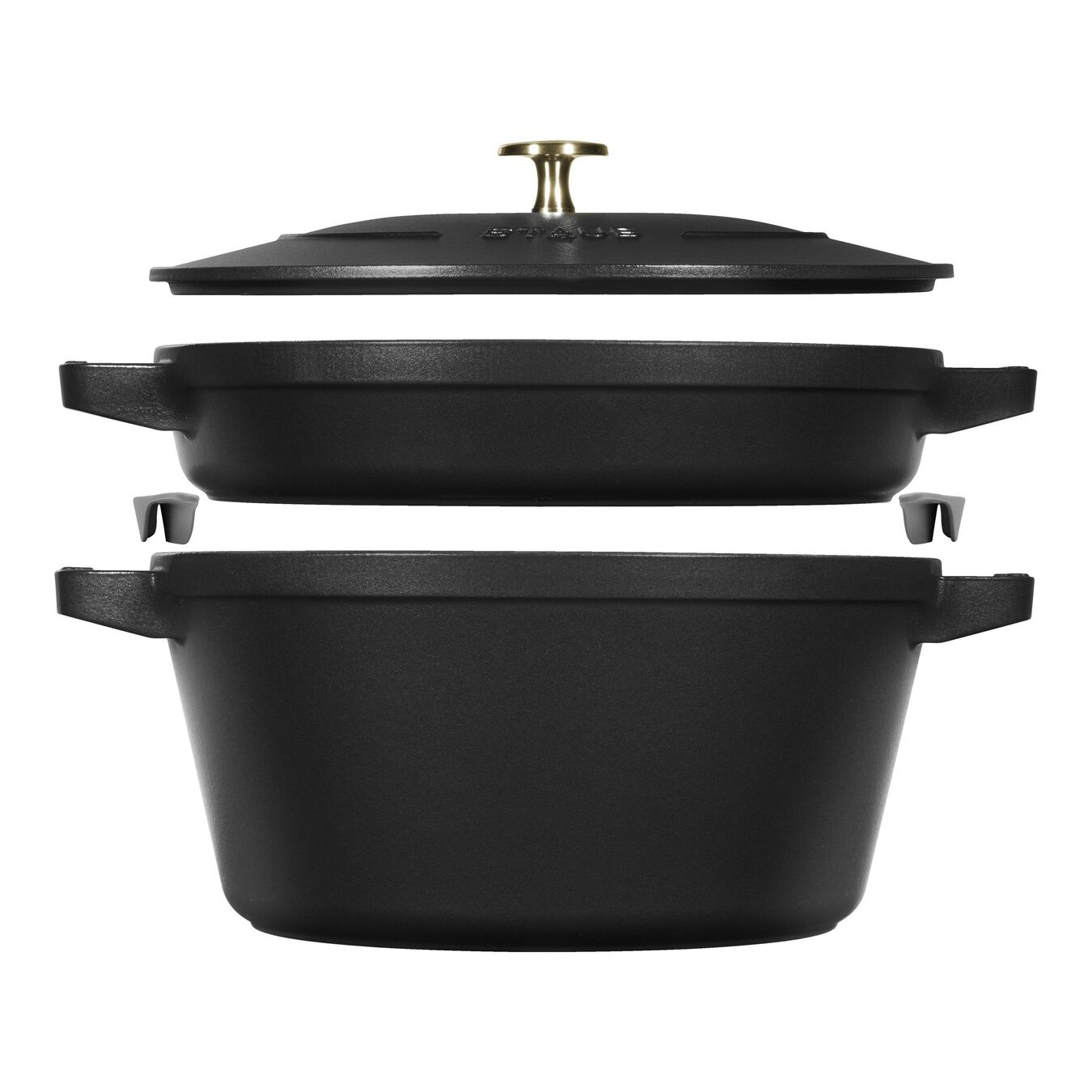 STAUB La Cocotte Set di 2 Pentole Rotonde in Ghisa Impilabili 24 cm Nero