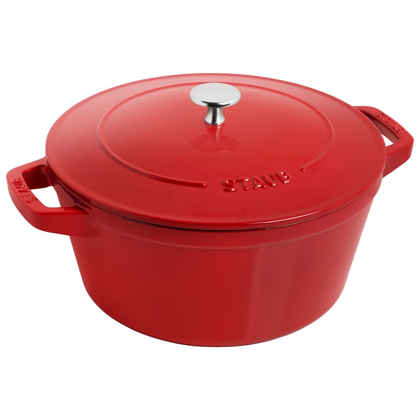 STAUB La Cocotte Set di 2 Pentole Rotonde in Ghisa Rosso Ciliegia - Set Impilabile con Coperchio Aderente