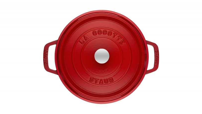 Staub Cocotte in Ghisa Rotonda 22 cm - Rosso Ciliegia, Capacità 2.6 lt, Ottima per Cottura Lenta e Arrosti