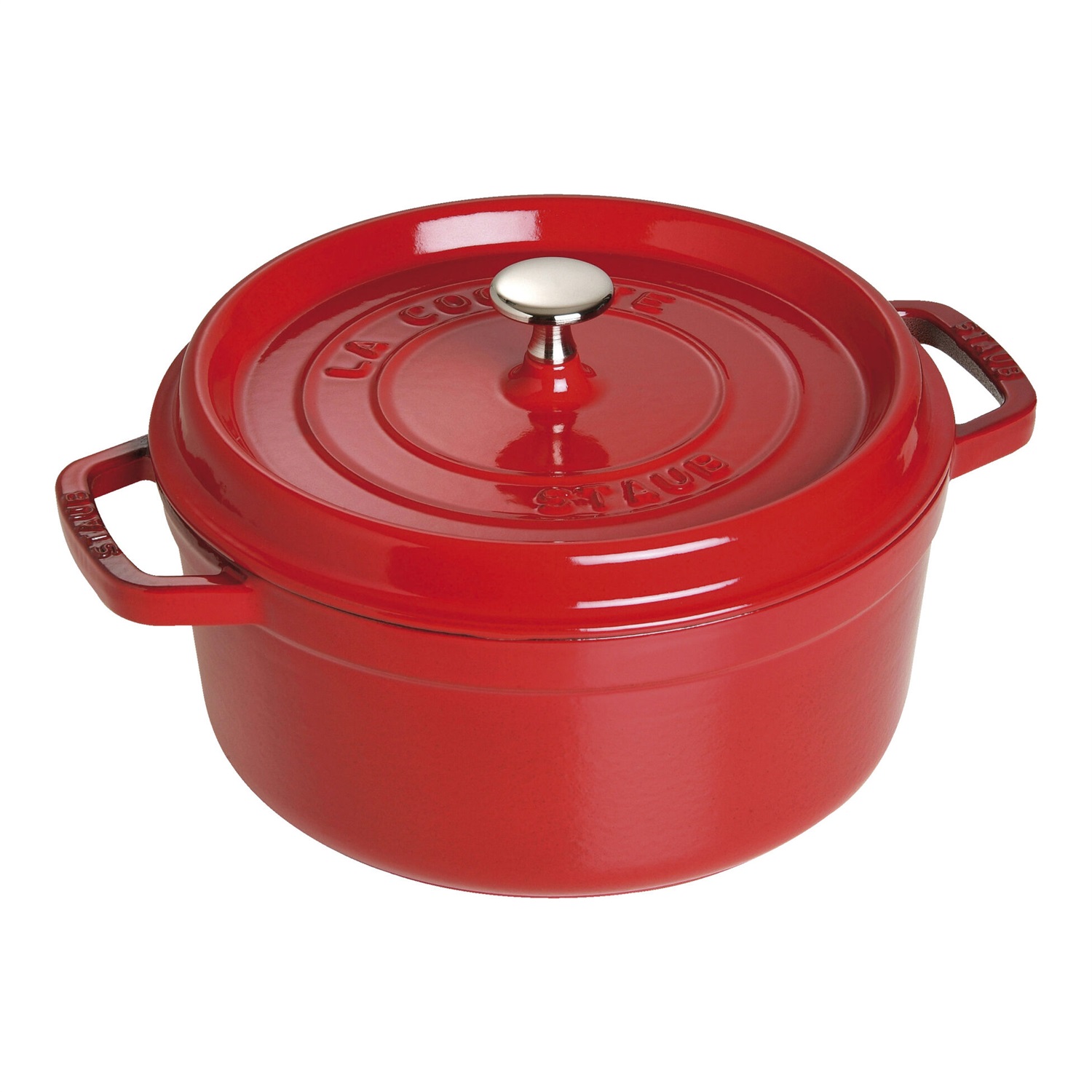 STAUB Cocotte Casseruola in Ghisa Rosso Ciliegia, 24 cm - Perfetta per Arrosti e Cottura Lenta