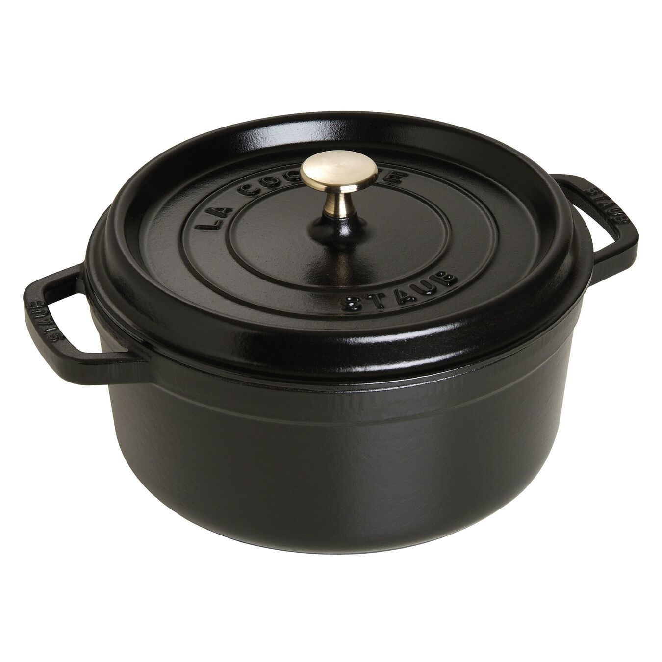 Staub Cocotte Tonda Nero 24 cm - Capacità 3,8 Litri in Ghisa Smaltata