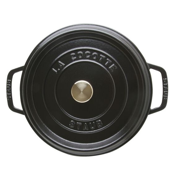 Staub Cocotte Tonda Nero 24 cm - Capacità 3,8 Litri in Ghisa Smaltata