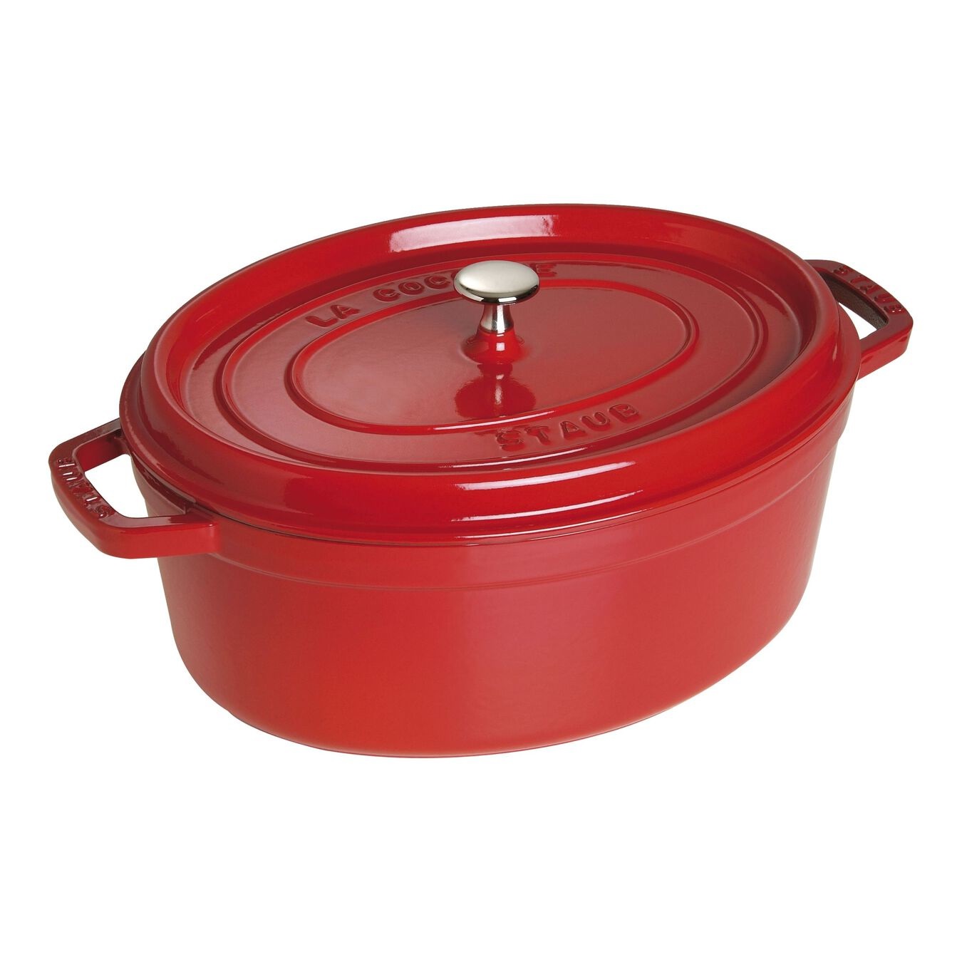 STAUB Cocotte Ovale in Ghisa Rosso Ciliegia, 37 cm - Casseruola per Brasare, Bollire, Stufare e Cuocere al Forno